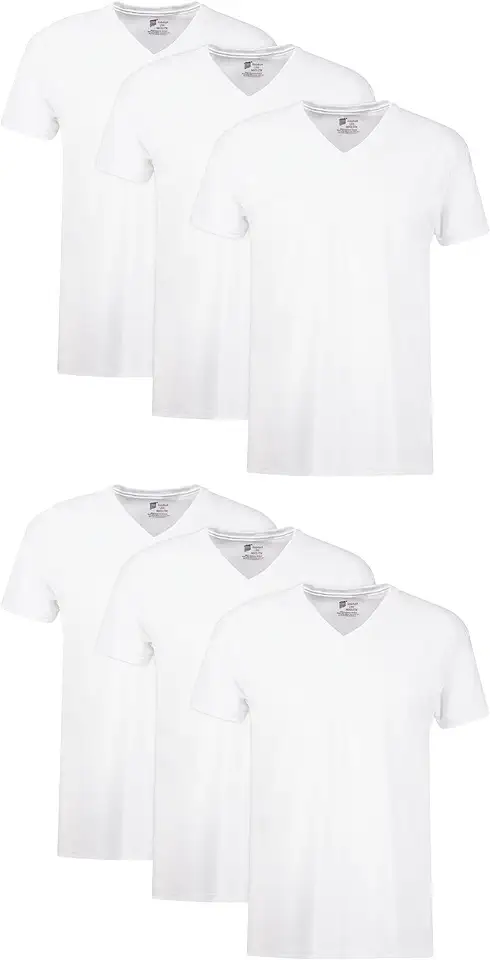 Hanes Men's V-Neck, Cotton Moisture-Wicking White Tee Undershirts, 6 & 12 Pack