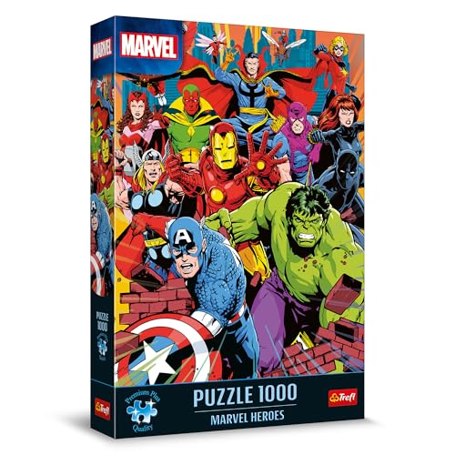 Trefl Premium Plus Quality-Puzzle Marvel Heroes-1000, série de quebra-cabeças com personagens favoritos, ajuste peças, para adultos e crianças a partir de 12 anos, multicolorido (10881)