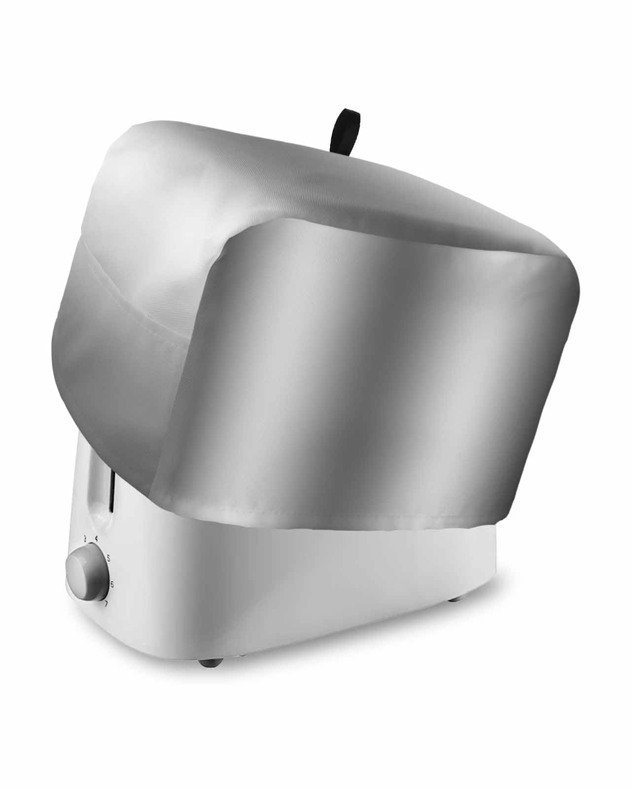 Grey White Toaster Cover 2 Slice, Gray Farmhouse Modern Rustic Dustproof Bread Machine Oven Cover with Storage Pockets, Fits Most Kitchen Toasters Protector