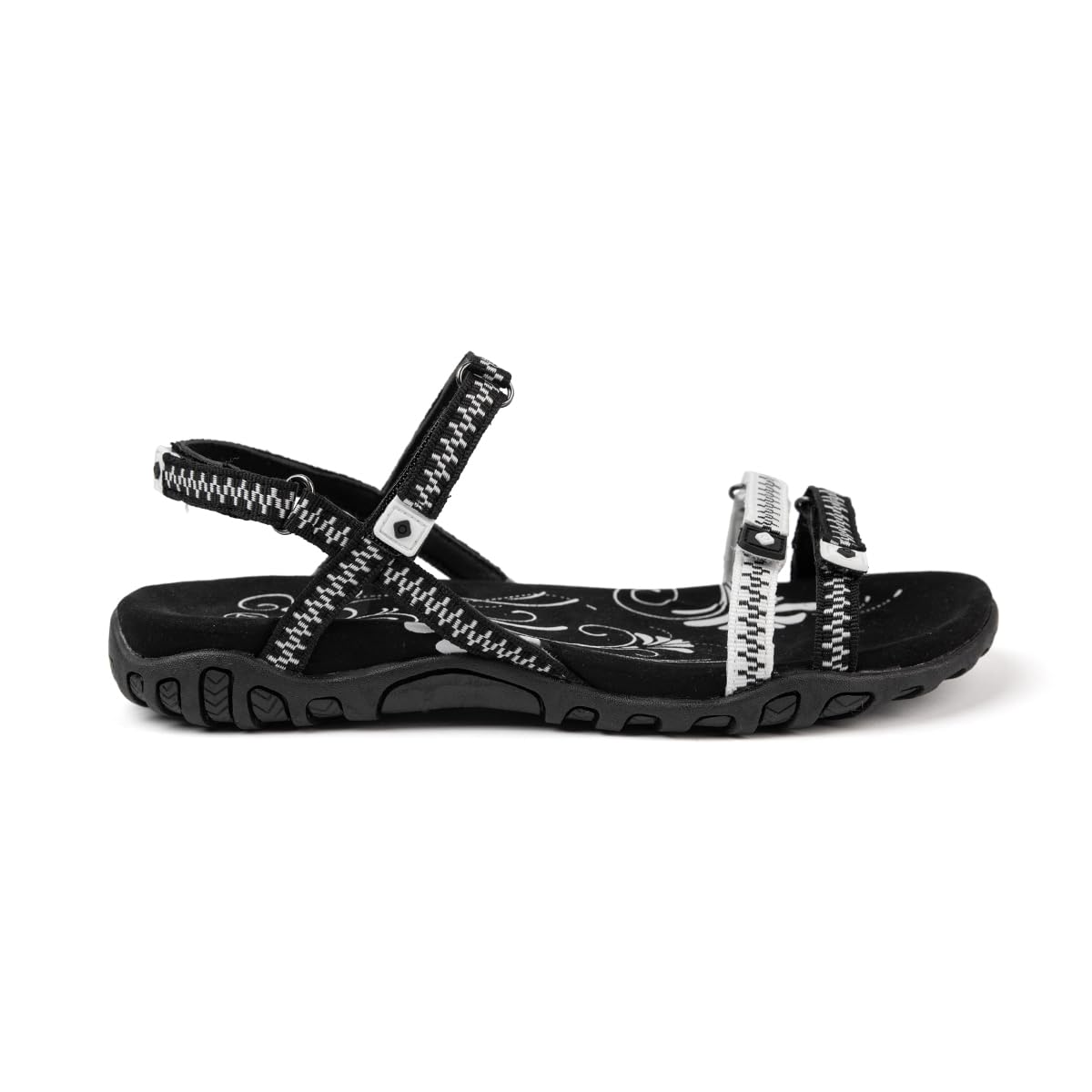 Izas Sandalias de Senderismo para Mujer Deportivas y Cómodas. Sandalias Planas para Trekking y Caminar de Diseño Ergonómico con 4 Ajustadores. Calzado Combinado de Verano. Color Blanco y Negro