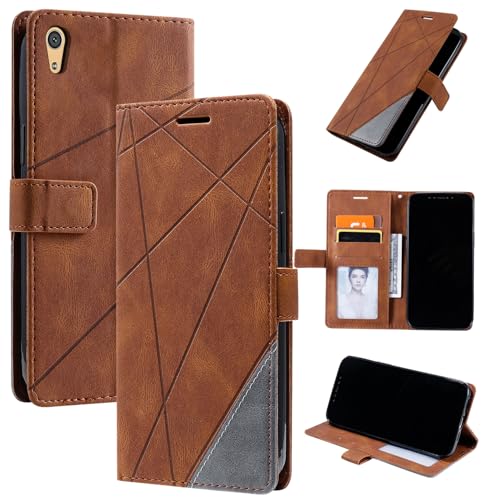 Kukoufey Compatible with Sony Xperia XA Ultra Protective Case,Compatible with Sony Xperia XA Ultra F3211 F3213 F3215 F3212 F3216 Case Flip Pu Leather Cover Brown