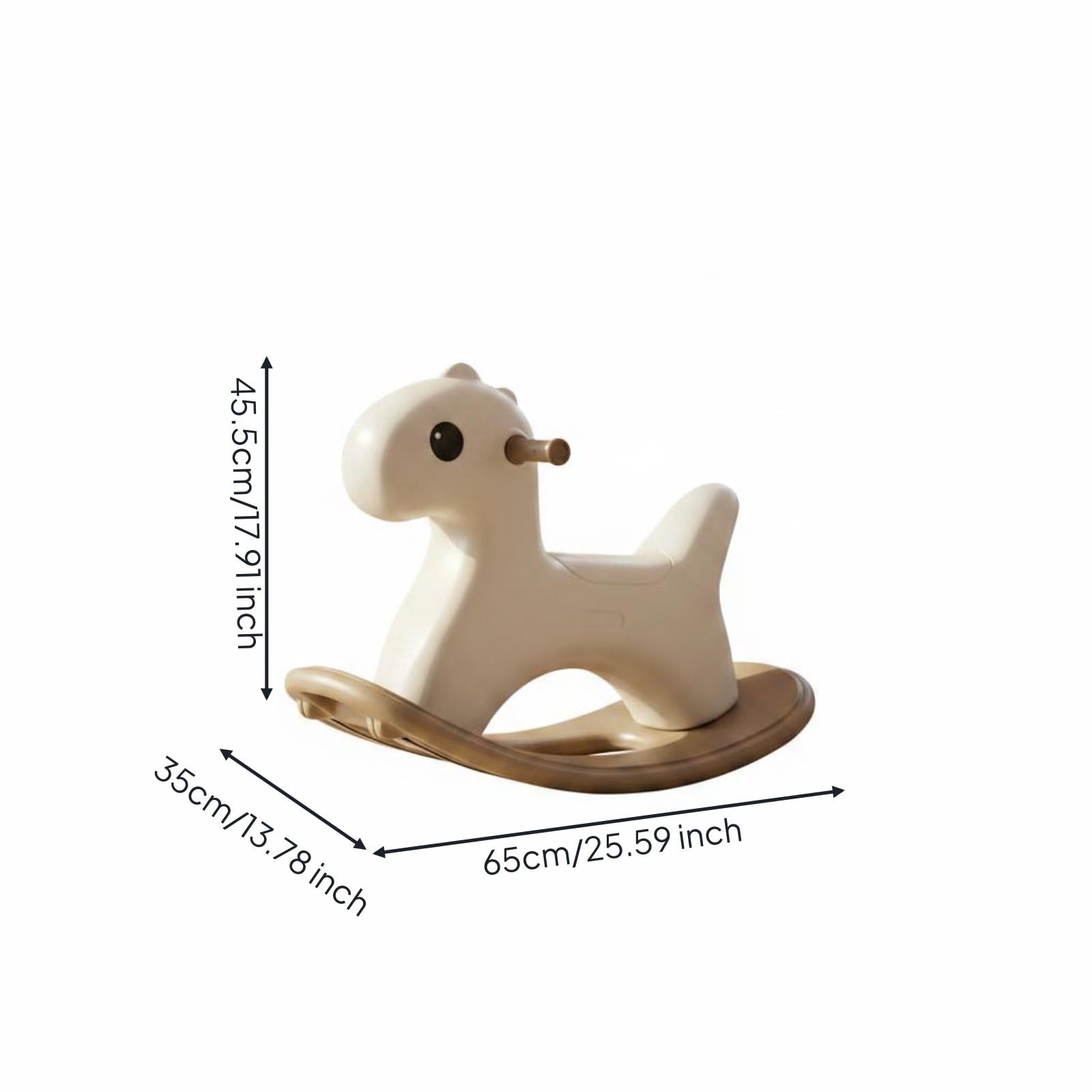 Colcolo Cavallo a Dondolo per Bambini Cavallo Dondolo Cavalluccio Cavalcabile Gioco per Design Ergonomico con Maniglie Seduta Comoda Funzione Musicale, Kaki, Con Striscia