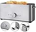 Balter Toaster 4 Scheiben, Langschlitz, Edelstahl, Brötchenaufsatz, Auftaufunktion, Brotzentrierung, Krümelschublade, TS-14, Farbe: Silber