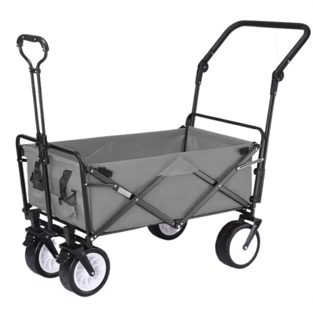 Folding Trolley Cart With 4 Wheels Heavy Duty Wagon Shopping Cart For Outdoor Camping Pull Truck Garden