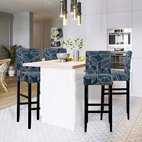 Image of Lellen Bar Stool Covers Set of 4 - Pattern Barstool Seat Covers,Stretch Bar Chair Covers,Removable Bar Stool Chair Covers,Chair Slipcovers Stool Covers for Kitchen Dining Room Counter Island
