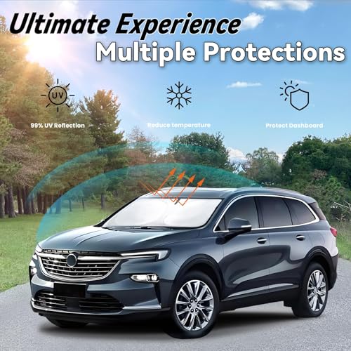 Image of Car Front Windshield Sun Shade for Enclave 2018-2024, Car Window SunShades Shield Cover Visor Protector with 240T Reflective Fabric UV & Sun Heat Protection Accessories
