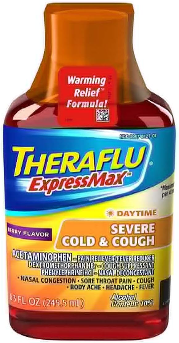 Theraflu Daytime ExpressMax Severe Cold & Cough, Berry - 8.3 oz, Pack of 2