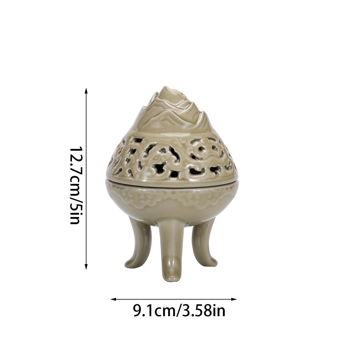 Räucherkegelhalter Chinesischer antiker Zen-Weihrauchbrenner, hohler Keramik-Weihrauchbrenner, kreative Desktop-Dekoration, Ornamente Weihrauch Wasserfall