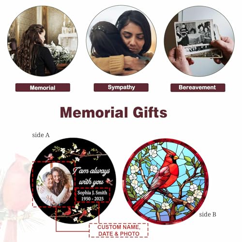 Image of ASTARIN 24 inch Cardinal Wind Chimes for Loss of Loved one Mom, Personalized Memorial Wind Chime Bereavement Gift Idea, Condolence Gift for Loss of Dad Son Daughter