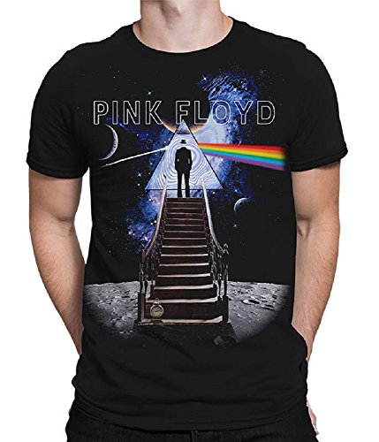 Liquid Blue Unisex-Erwachsene Pink Floyd Stairway to The Moon T-Shirt, schwarz, Groß