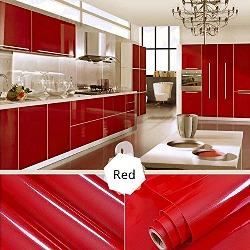 OHQ Pegatina De Pared Adhesivos Pintura Autoadhesiva De PVC Brillante 13 Tipo Color Brillante Muebles Restaurados Pegatinas ExtraíBle Papel Tapiz DecoracióN Del Hogar (Rojo)