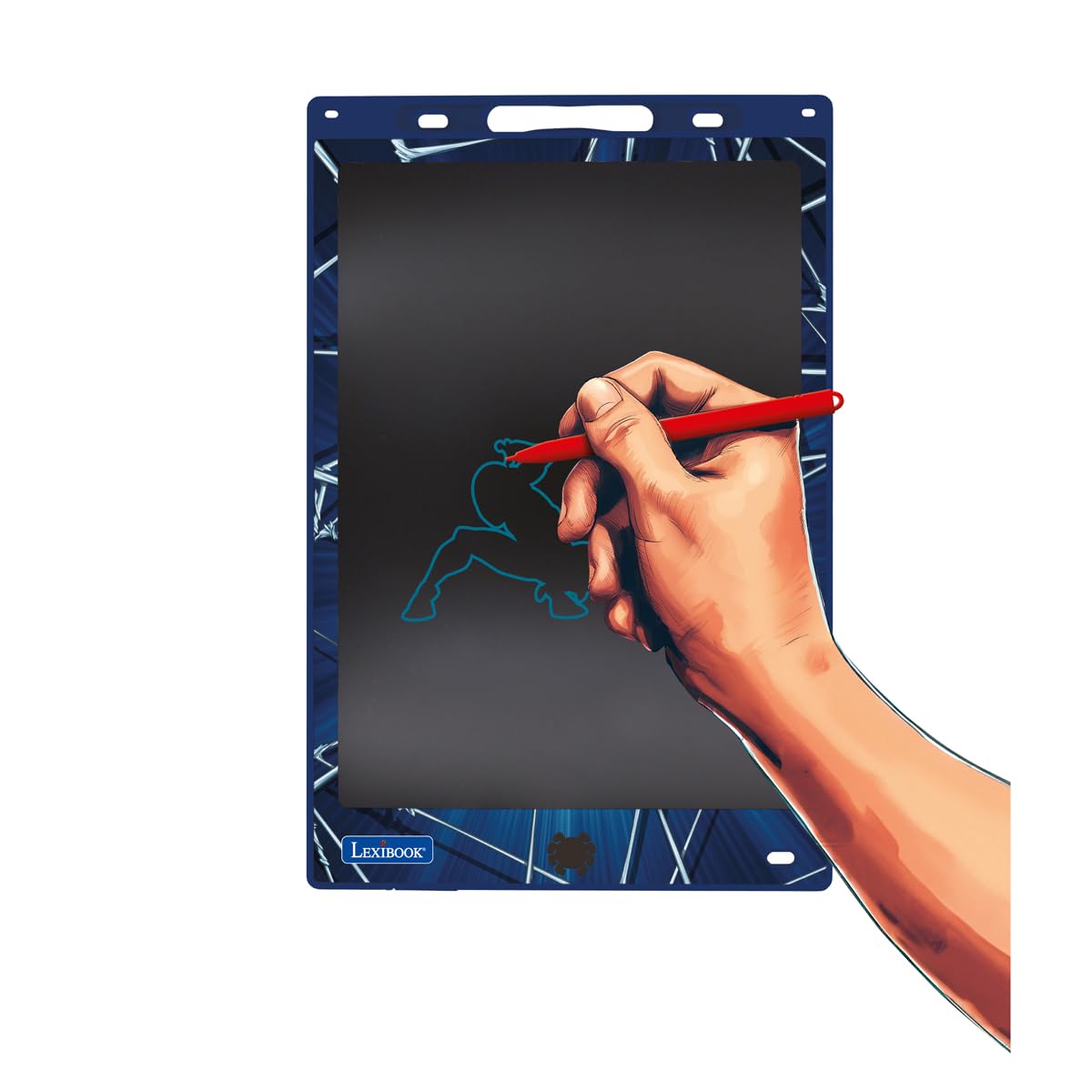 Lexibook, Spider-Man, Lavagna Magica, Giocattolo Artistico e Creativo per Bambini e Bambine, Disegni Multicolori, Schermo da 28 cm, Include 1 Stilo e 6 Stencil, Blu, CRT10SP