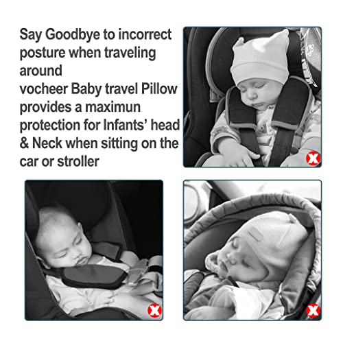 vocheer Baby Travel Pillow (Upgraded), Kopf- und Nackenstützkissen für Kinderwagen, Autositz, Stroller, Babywippe, Baumwolle，Fox