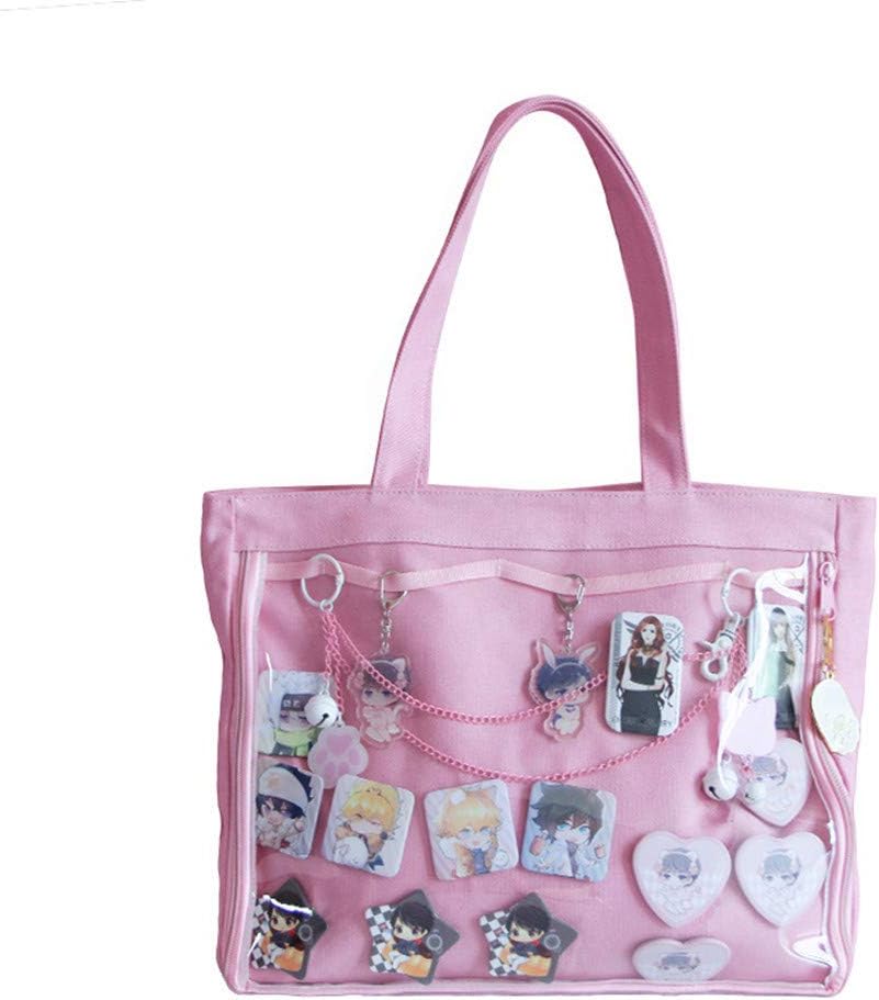 AlwaySky Ita Tote Bag Clear Window for Pins Shoulder Bag Handbag Bag DIY, Cosplay Stachel Tote