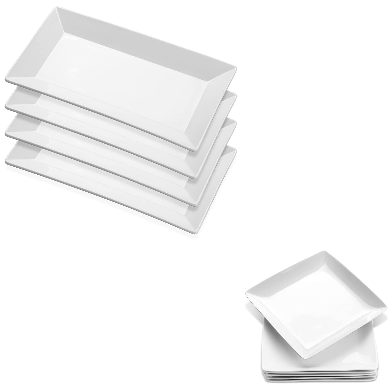 YedioPorcelain Rectangular Dinner Platters Porcelain Square Dinner Plates