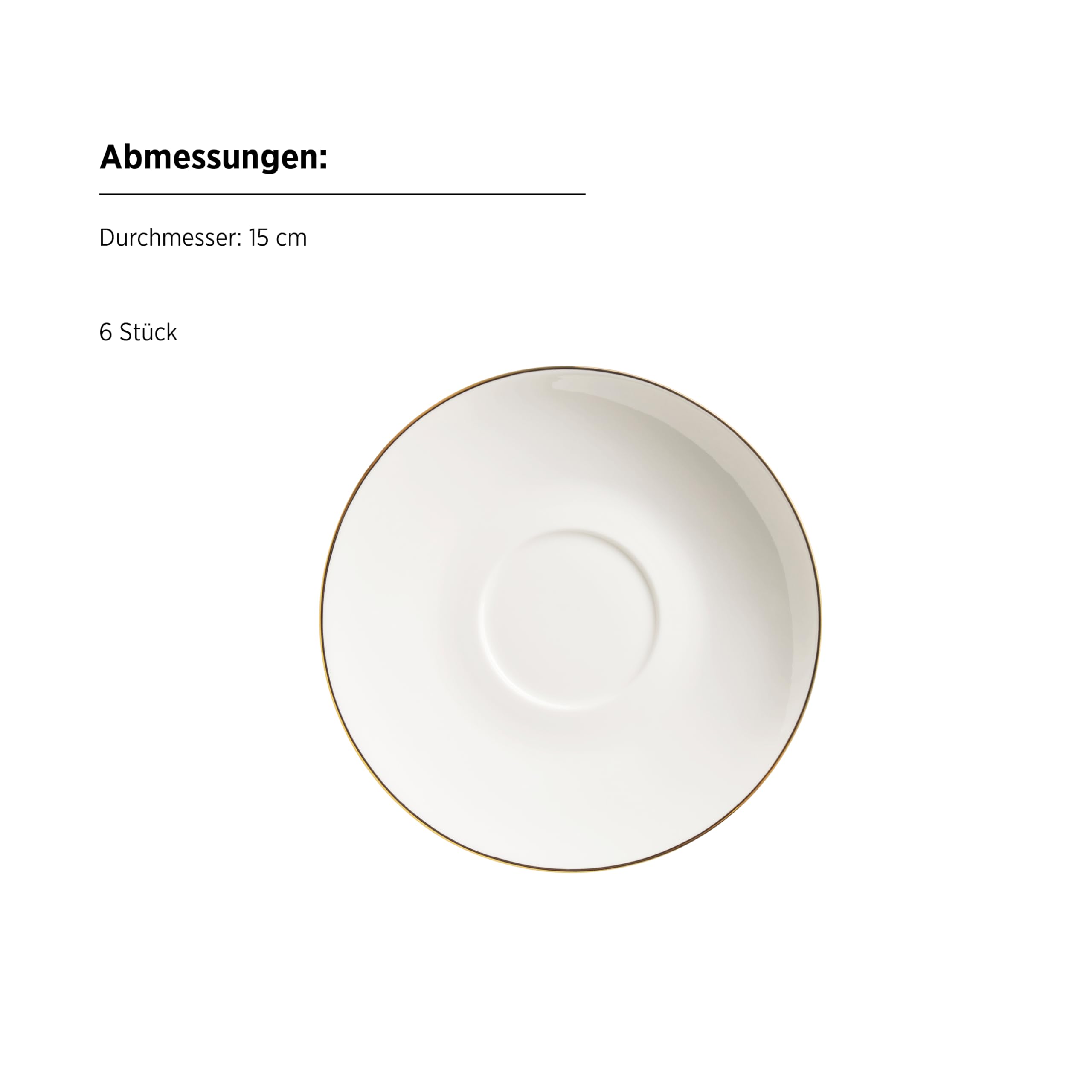 MÄSER Serie Felise Kaffeegeschirr Porzellan weiß goldener Rand 6 Personen