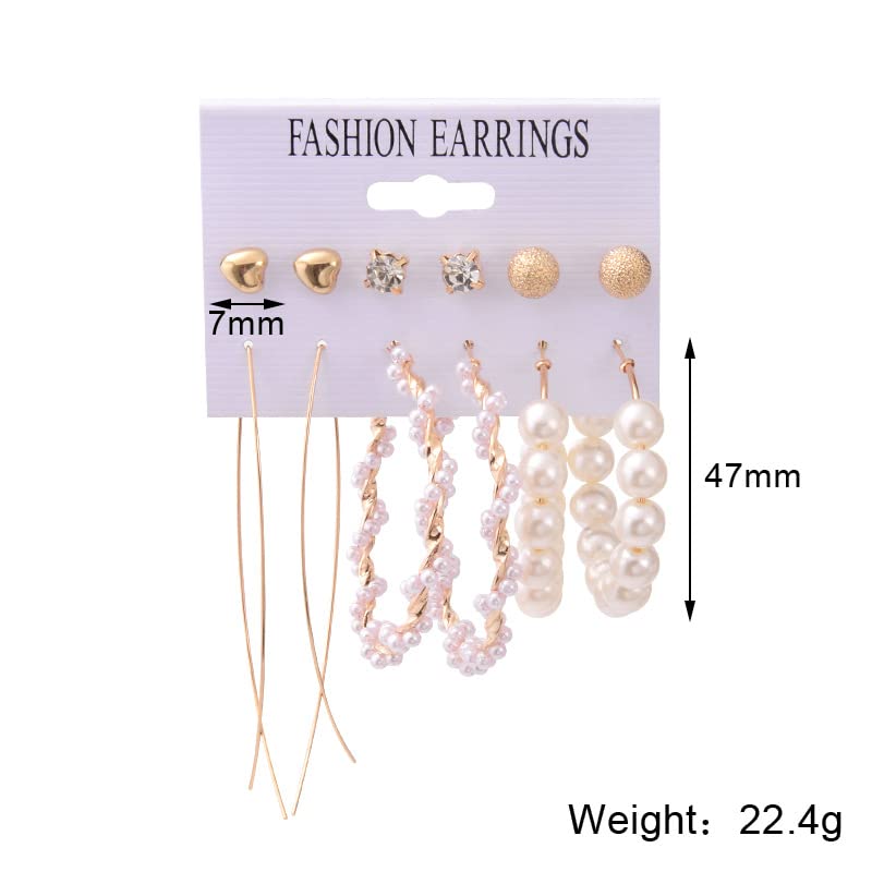 Image of ANNACREATIONS Stylish combo of pearl stud hoop earrings set for Women Girls