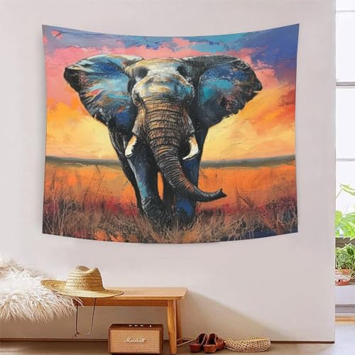 Tapiz de pared KaleidoKit Elefantes 3D: decoración estética de 150x200 cm para habitaciones