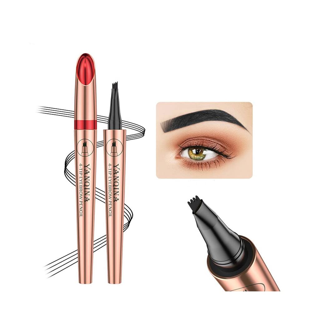 Lápiz de cejas de tatuaje impermeable, lápiz de cejas de maquillaje profesional, secado rápido, lápiz de maquillaje duradero (04#Negro)
