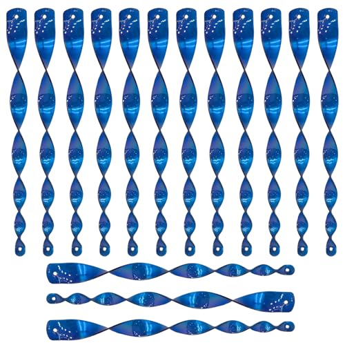 Mormchlots 15pcs 12inch Spiral Bird Repellent Reflective Scare Rods,Hanging Wind-Driven Spinner Rod,Decorative Outdoor Rods for Patio Lawn Garden Trees Decorations（Blue）