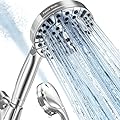 Besaquo Shower Head, 10 functions, High Pressure Shower Head with Handheld, Built-in pause mode & 2 Power Wash, non-clogging Nozzles High Flow Shower Head, 6 feet Hose & Bracket