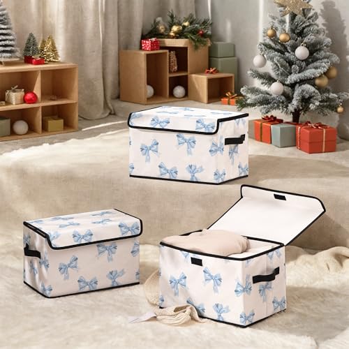 Image of Stackable Clothes Storage Bins with Lids 3 Pack | Closet Organizers Fabric Box for Home and Office,Blanket Clothes Organizers,Under Bed Storage Containers