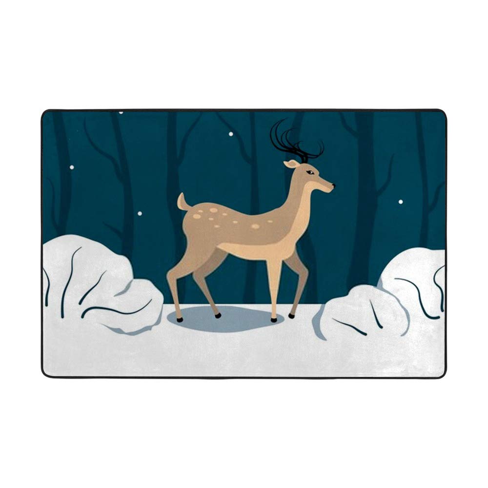 Grand tapis marron foncé Ruchen motif cerf 203x147 cm pour un intérieur doux