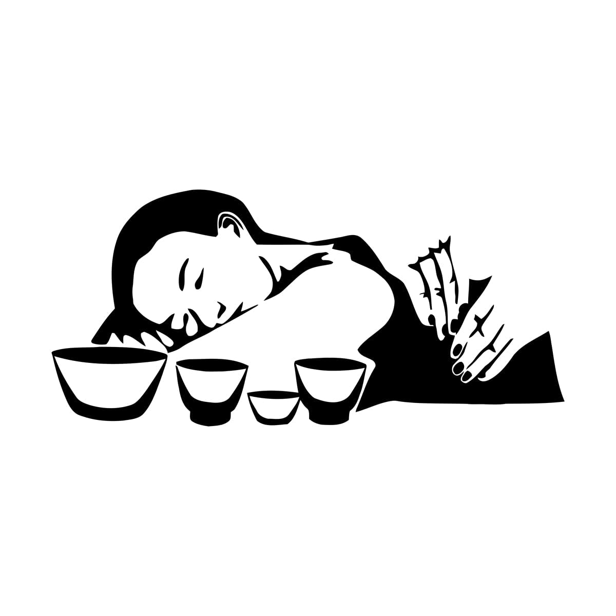 Spa Salon Facial Treatment Skincare Woman Face Beauty Parlor Fine Carving Stickers 28x59.1cm Art Decoration Small Black — image 1