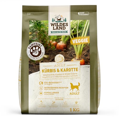 Wildes Land Pawprint - Veggie - 1 kg - Kürbis & Karotte mit frischem Gemüse & Wildkräutern
