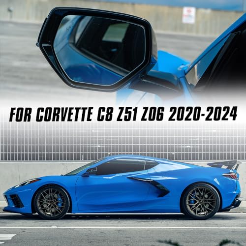 Image of Jogon Carbon Fiber Rearview Eyebrow Frame Cover Trim for Corvette C8 Z06 Z51 Stingray HTC Coupe 2020 2021 2022 2023 2024 Exterior Side Mirror Cover Decorative Frame