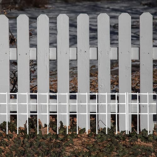 32X10-Inch No Dig Animal Barrier Fence, 20 Pack White Dig Protective Fence With 1.5 Inch Spike Spacing, Dog/Rabbit/Groundhog Underground Fence, Galvanized Outdoor Garden Metal Fence #TOP5