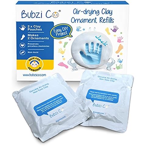 Baby Handprint & Footprint 2X Air-Drying Clay Ornament Refills for Newborns & Infants to Make More Ornaments, Personalised Keepsake for Baby Nursery Decor - Great Baby Gift for Baby Registry Cover