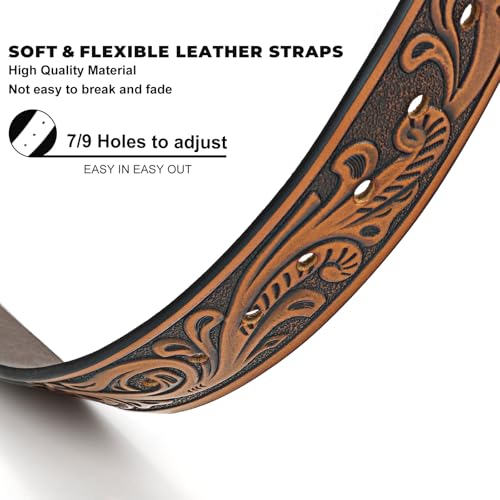 Image of BELTROAD Western Leather Belt Strap for Men Women Cowboy Cowgirl Leather Mens Belts for Jeans Birthday Christmas Belt Gifts