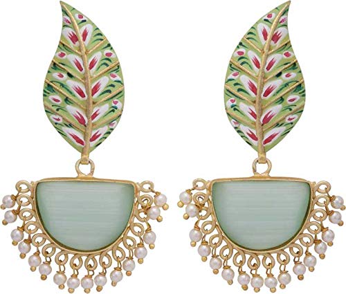 Bella Store Handmade Meenakari Diya Light Green Stone Stylish Earring For Womens and Girls (B08RC6DX8G) Amazon Price History, Amazon Price Tracker