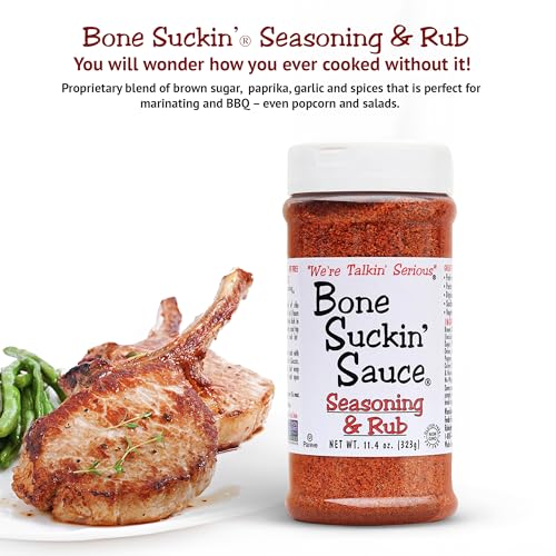 Bone Suckin' Seasoning & Rub, Original Blend, Grilling Rubs, Dry Pork Rub, Gluten-Free, Non-GMO, Kosher, Great on Ribs, Pork, Beef, Chicken, Seafood, Pasta, Vegetables, Even Popcorn and No Msg