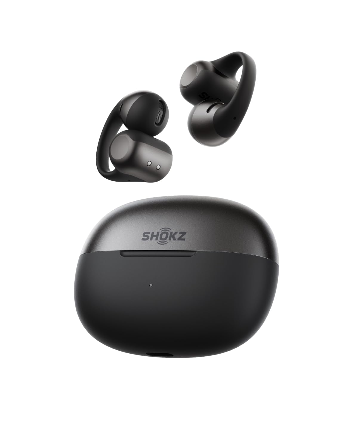 SHOKZ OpenDots 2 Écouteurs Clip-on à Oreilles Libres, Bluetooth 6.1, Dolby Audio, 40 h d'autonomie, Appels avec Réduction du Bruit par IA, Résistance IP57, Charge Rapide sans Fil, Noir