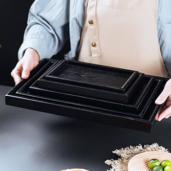 Amazon｜GriMei ウッドトレイ 和風レトロ茶器トレイ 木製トレー