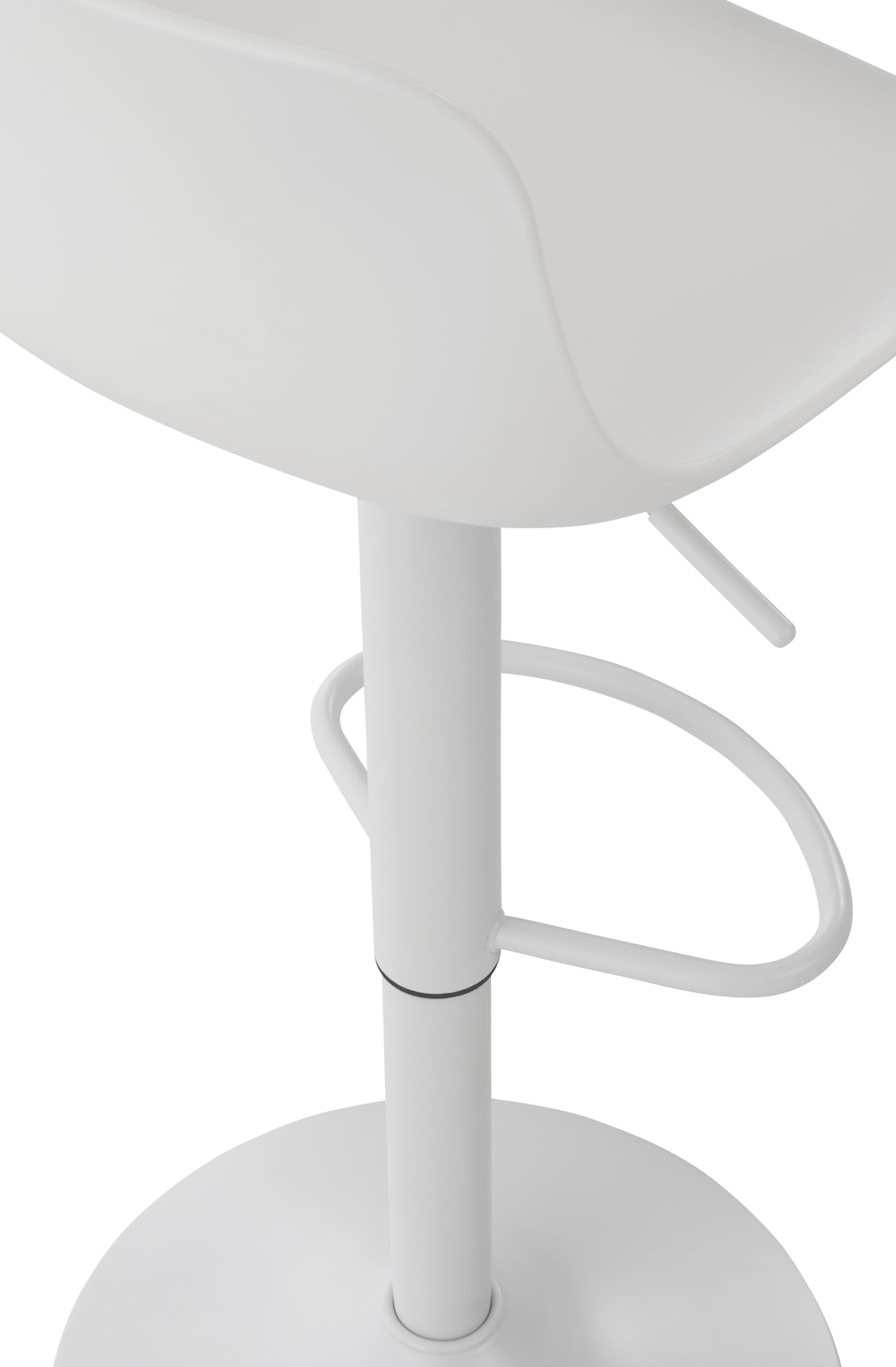 CLP Sgabello da Bar Seduta in plastica Almada I Sgabello da Bar Regolabile in Altezza I Girevole a 360° con Schienale e poggiapiedi, Colore:Bianco
