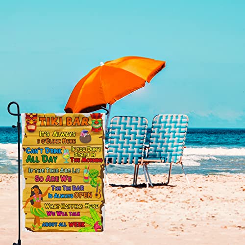 Tiki Bar Sign For Decorations Outdoor, Luau Party Garden Flag Hawaiian Tropical Banner For Outside Hanging Decor 12X18Inch Double Sided Burlap #TOP1
