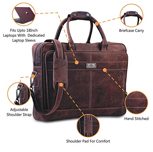 18 Inch Leather Laptop Bag for Computer Bag for Men– Supple Genuine Leather Briefcases for Men W/Padded Laptop Case Leather2