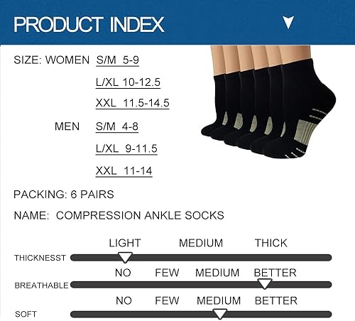 Miniatura 6 de Calcetines de compresión para fascitis plantar de cobre para hombres y mujeres 36 pares de soporte de arco calcetines tobilleros para atletismo y