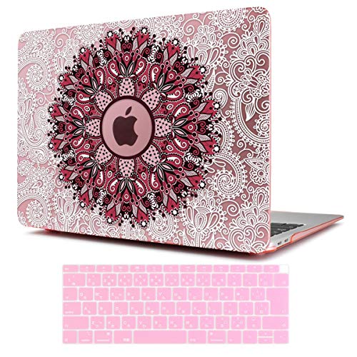 TwoL MacBook Air 13 2018 ケース + キーボードカバー マックブック エア 13.3 インチ Retina 軽量 薄型 耐衝撃性 排気口 ハードケース シェルカバー 曼荼羅