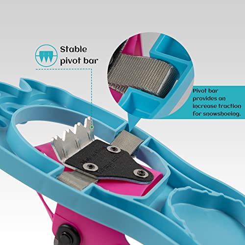 G2 16 Inch Kids Snowshoes, Comes with Storage Bag, Fast Ratchet Binding Design, for Child Youth Boys and Girls (Blue) - Thumbnail 4
