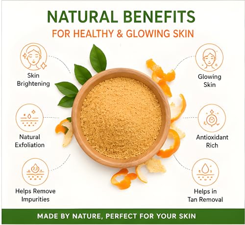 Image of Orange Peel Powder 250g | 100% Pure Orange Peel Powder | Vitamin C Rich Herbal Face Pack for Skin Brightening, Glowing Skin & Tan Removal | Natural Exfoliator | No Additives, Cruelty Free