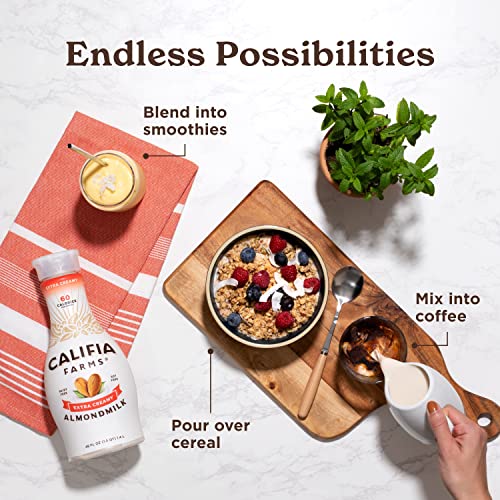 Califia Farms - Extra Creamy Almond Milk, 48 Oz, Dairy Free, Vegan, Plant Based, Vegan, Gluten Free, Non Gmo, High Calcium, Smoothie #TOP3