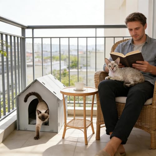 Niche d'extérieur pour chat isolée et imperméable avec tapis - 8