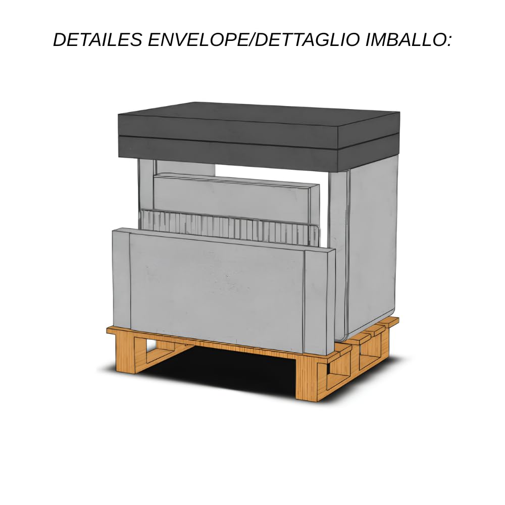 SAROM Porto New, Barbecue in Calcestruzzo Alleggerito con Tavolo Laterale Integrato, Griglia Cromata 67x40 cm, 3 Altezze Regolabili, Safe Grill, 160x51,5x96,8 cm, 259 kg