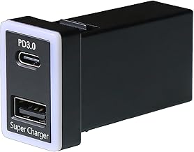 TOYOTA USB Charger for Toyota Car System, QC3.0 + PD3.0 Rapid Charging USB Port, Total 60W Output, Power Socket, Car Charger, Smartphone Charger, Easy to Install Plug and Play, (Type A) Compatible