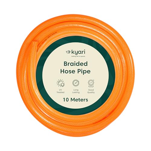 Image of Kyari Garden Hose Pipe Braided 10 Meter 3 /4 Inch Without Clamps - Heavy-Duty Flexible PVC Water Pipe for Home Garden, Plants, Car Wash, Cooler Filling, Balcony & Outdoor Use