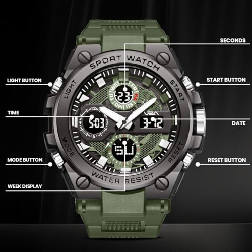 Image of V2A Stryke-TERRAX 5220 Analog-Digital Sports Watch for Men | Bold 3D Dial Design | 50M Waterproof Quartz Watch with Alarm, Stopwatch, Day-Date & Backlight | Rugged Everyday Performance